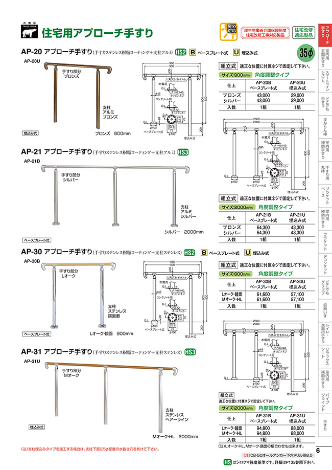 未使用 ABR-35SA シロクマ 0 900mm ステンパイプ樹脂コーティング シルバー 歩行補助、転倒防止